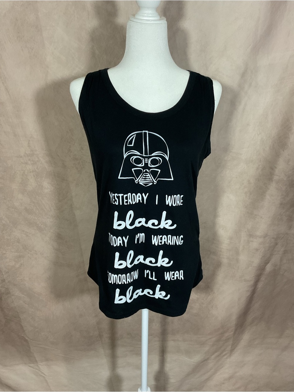 Star Wars Black Sleeveless Graphic Tank with White Print